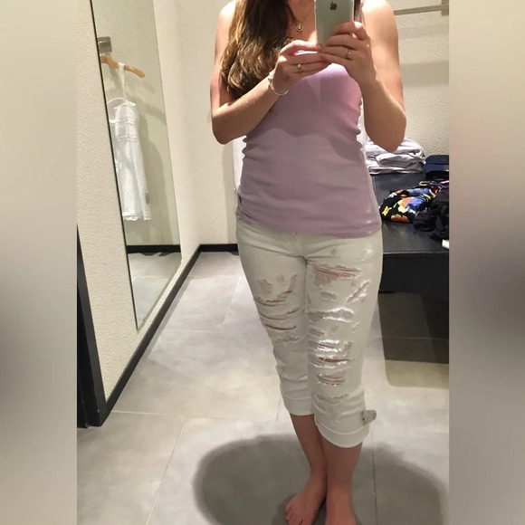 Guess distressed cropped white denim size 25 - Picture 2 of 12